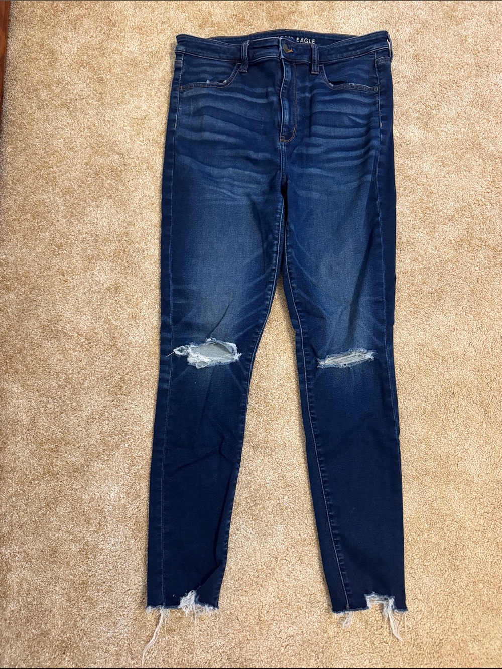 American Eagle Outfitters Navy Distressed Super Hi-Rise Jeggings